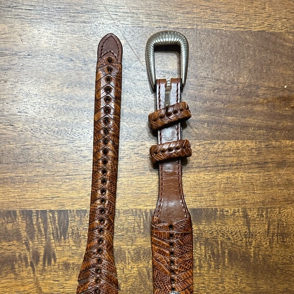 Vintage Men’s Tooled Leather Belt with Silver Buckle – Size 42 - Picture 1 of 5